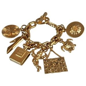 Chanel Vintage Gold Iconic Charms Chunky Bracelet